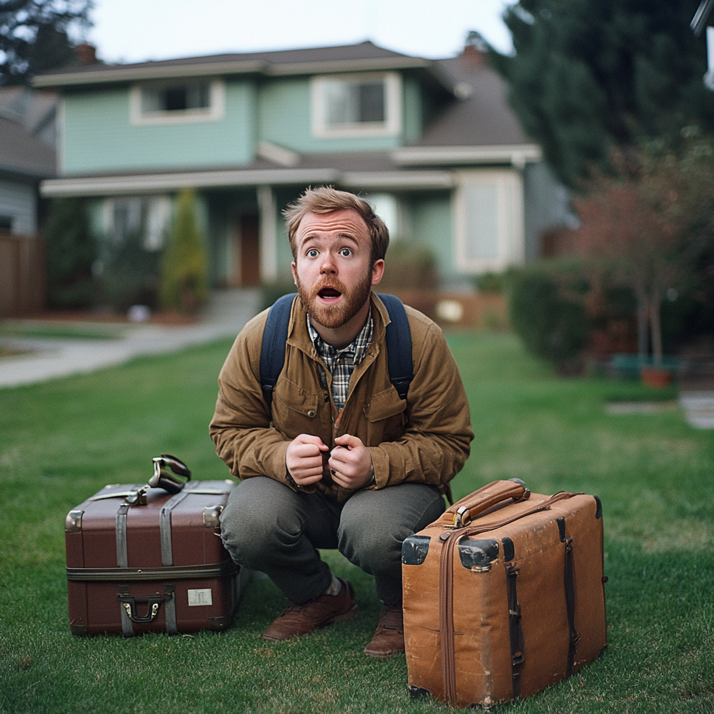 A shocked man on the lawn | Source: no source