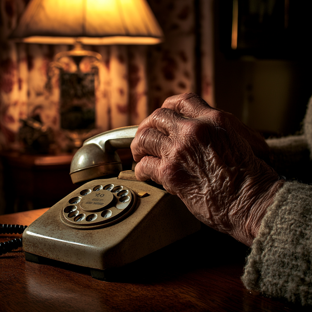 An older man using a rotary phone | Source: No source