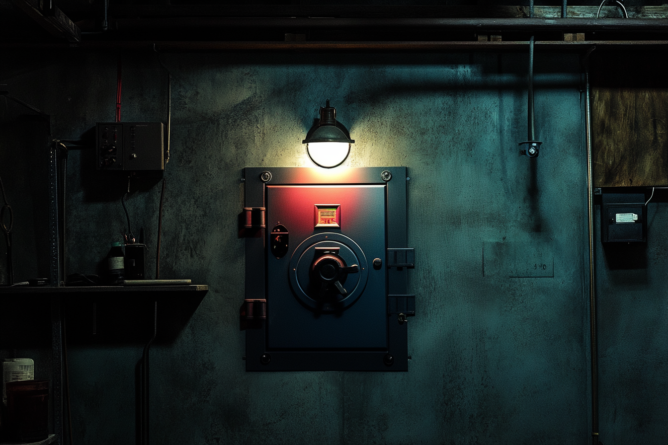 A wall safe in a garage at night | Source: no source