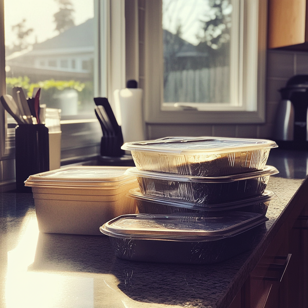 Takeout containers on a kitchen counter | Source: no source