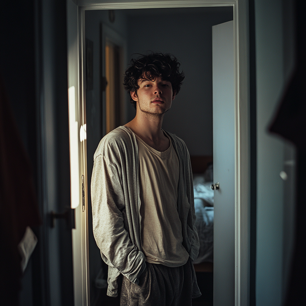 An annoyed man standing in the doorway | Source: no source