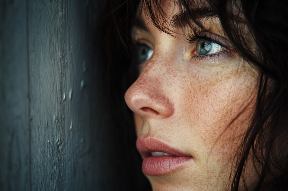 Side shot of a woman staring at someone | Source: no source