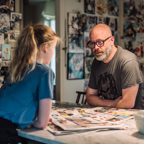 A father talking to his daughter in the kitchen | Source: No source