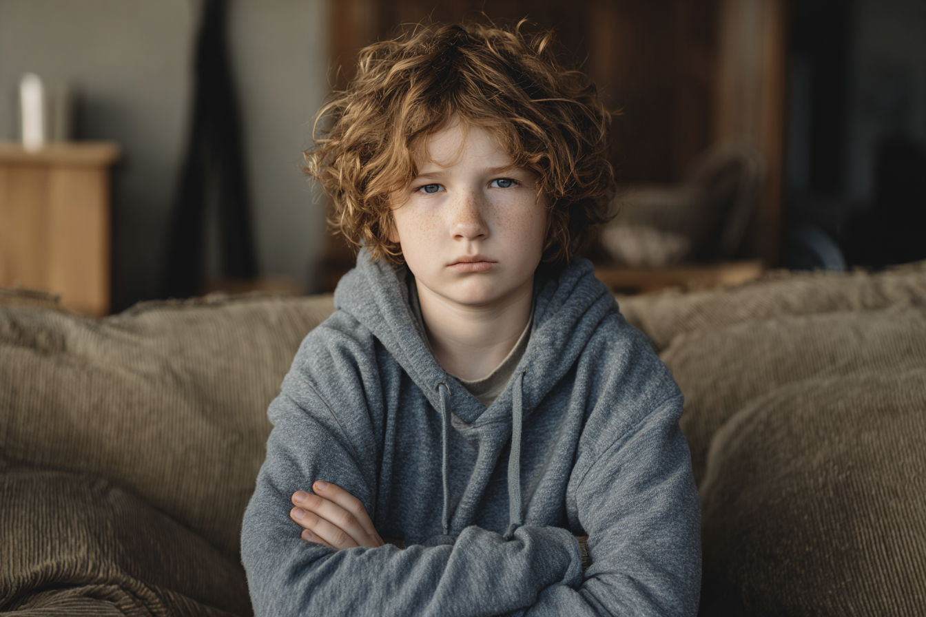 A boy looking straight ahead | Source: No source
