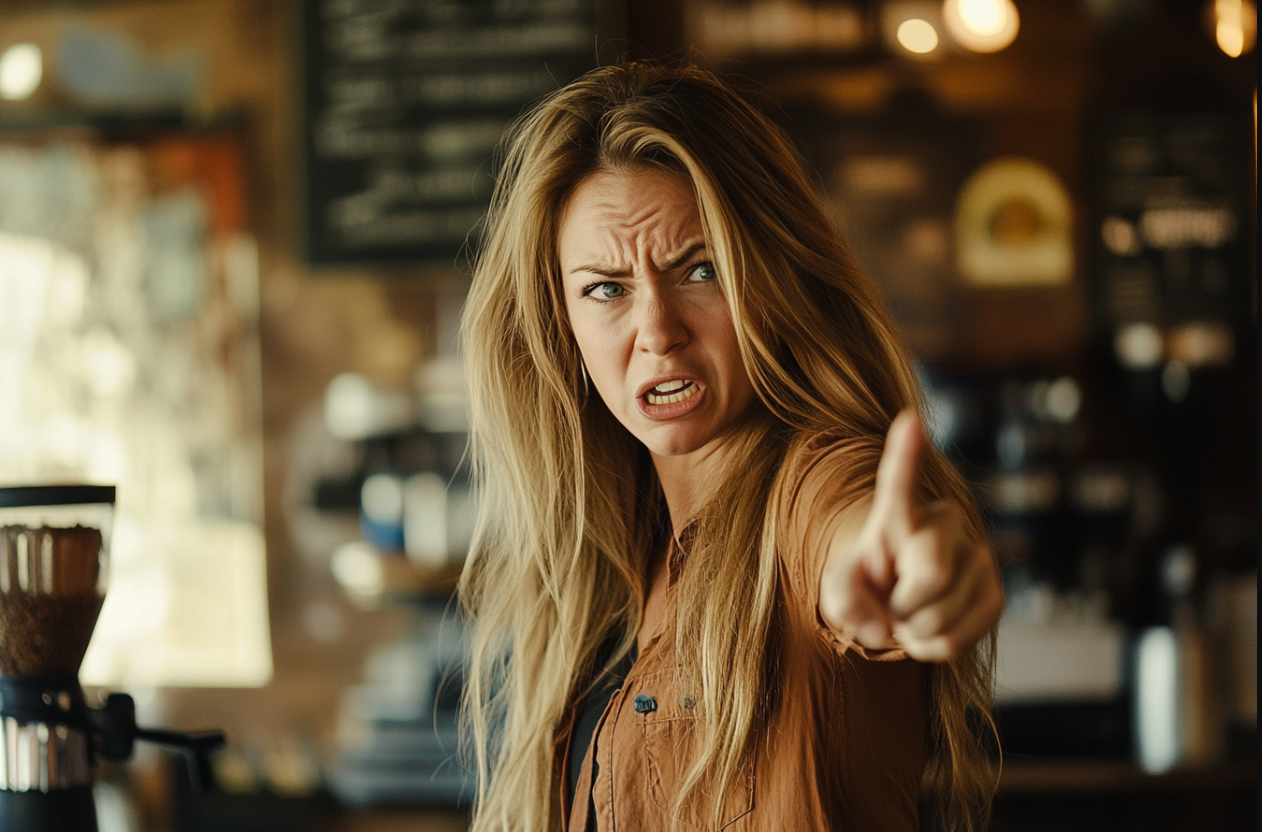 An angry woman pointing | Source: No source