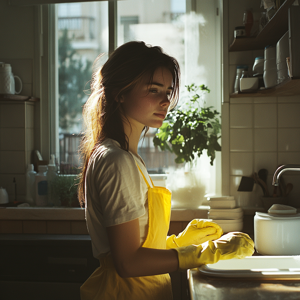 A woman cleaning | Source: No source
