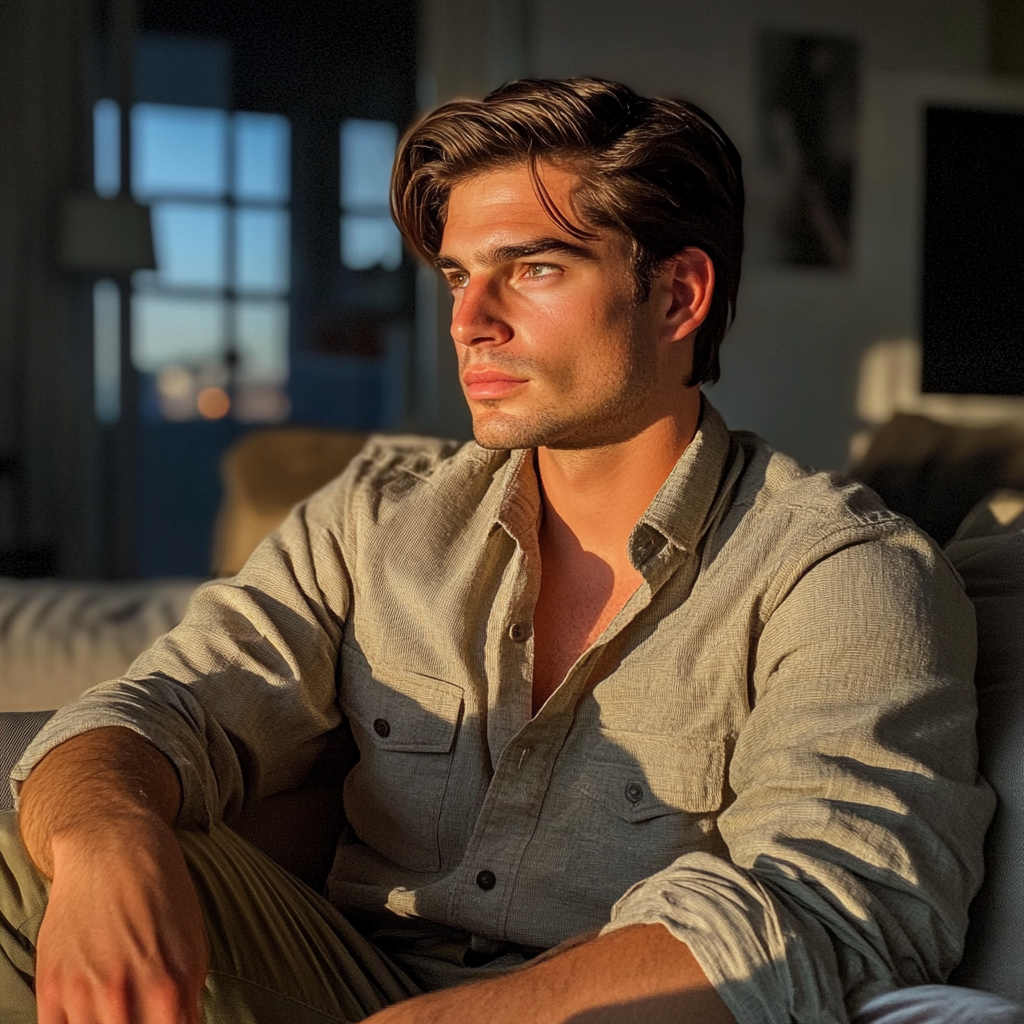 A man sitting on a couch | Source: No source