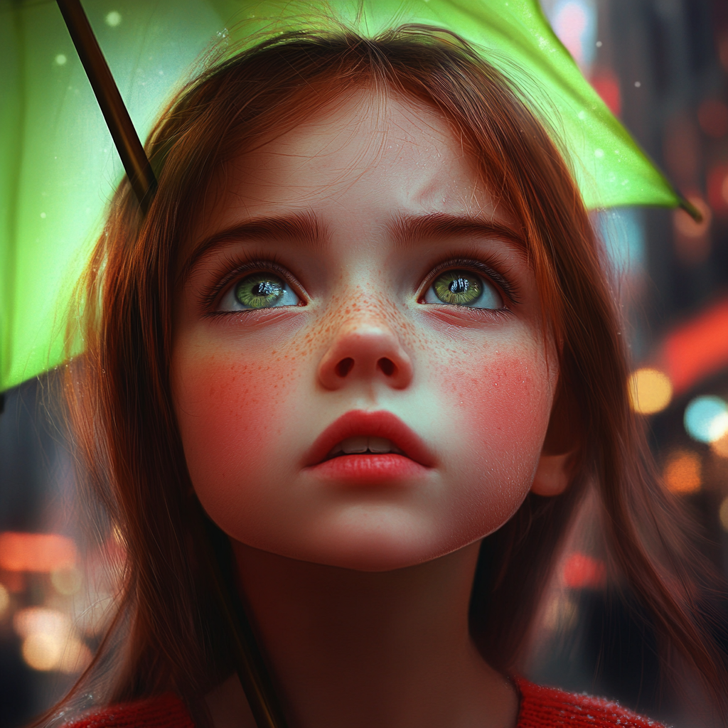 An emotional girl looking up at someone | Source: no source