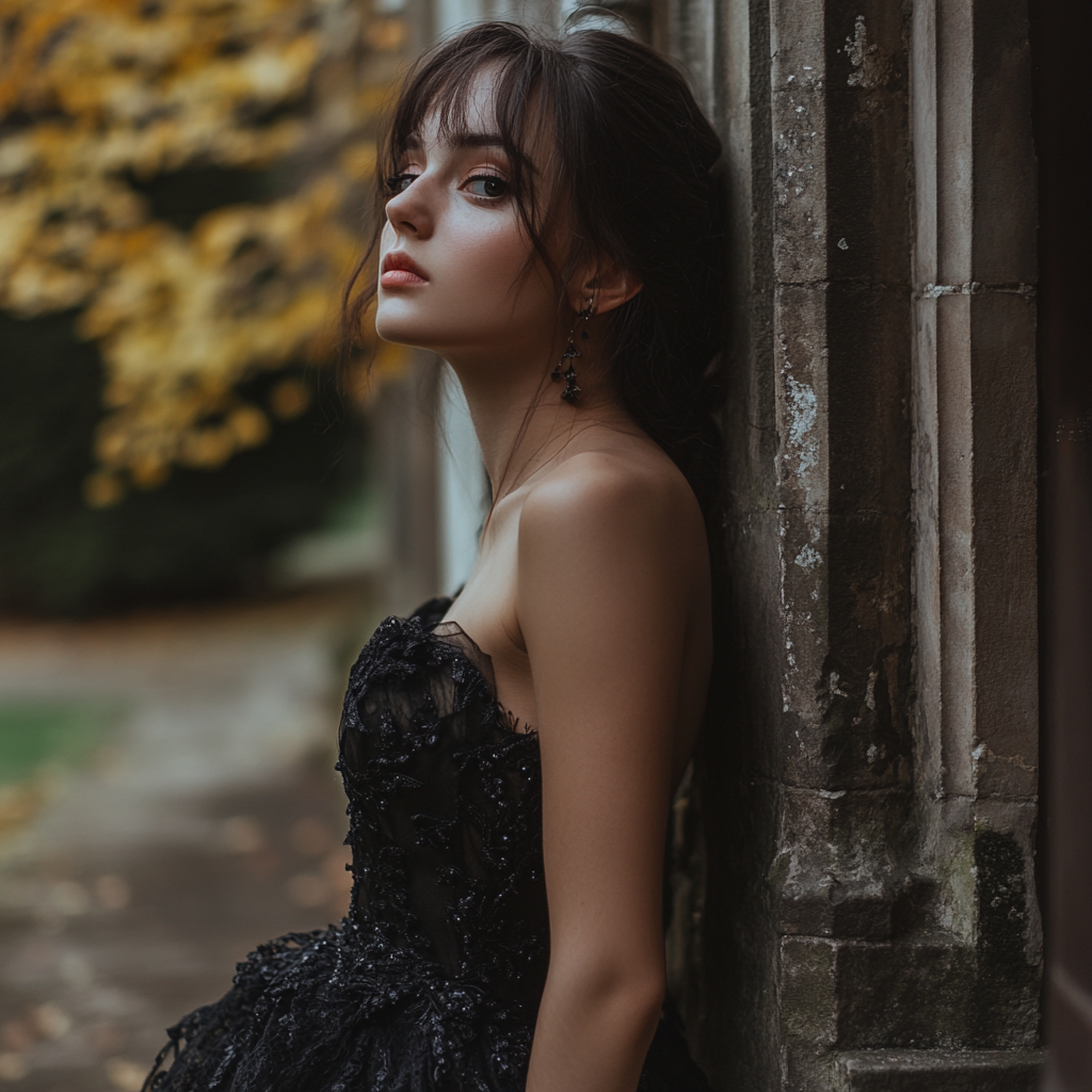 A tired woman in a black dress | Source: No source