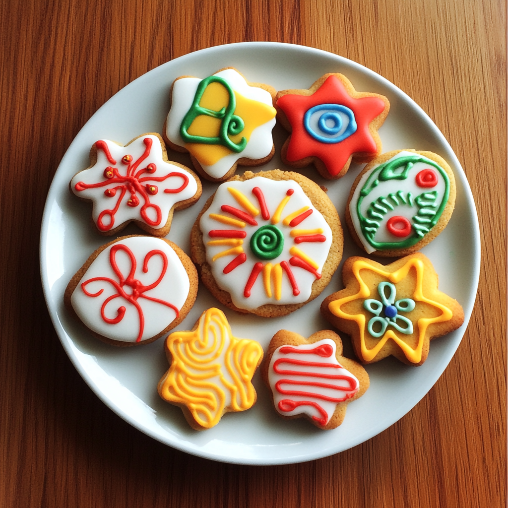 A plate of colorful cookies | Source: no source