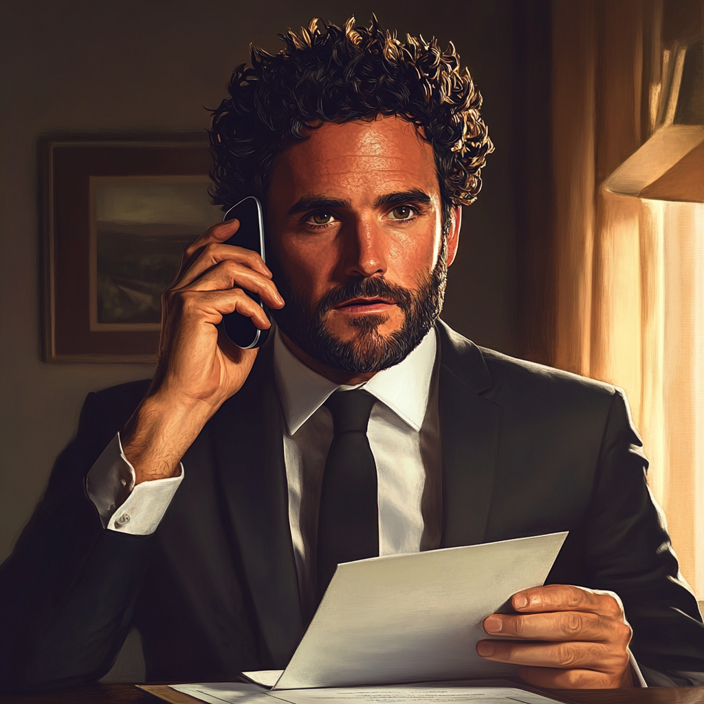 A man talking on the phone while holding a letter | Source: no source