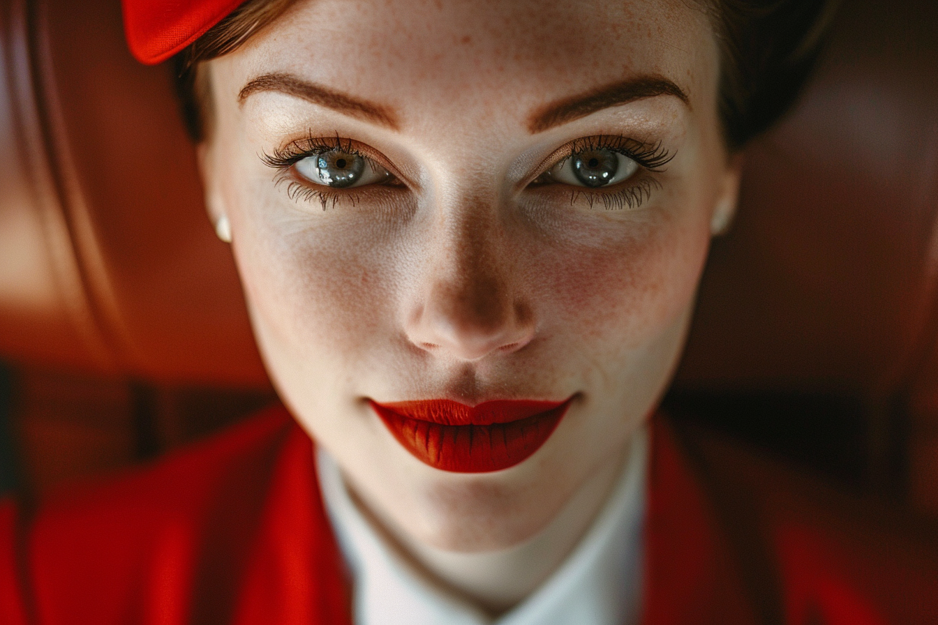 A close-up shot of a flight attendant | Source: No source