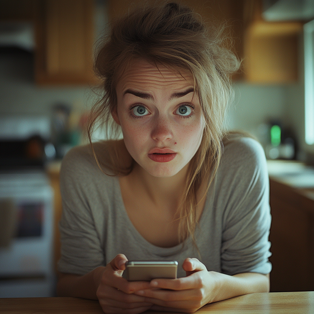 A shocked woman holding a phone | Source: no source
