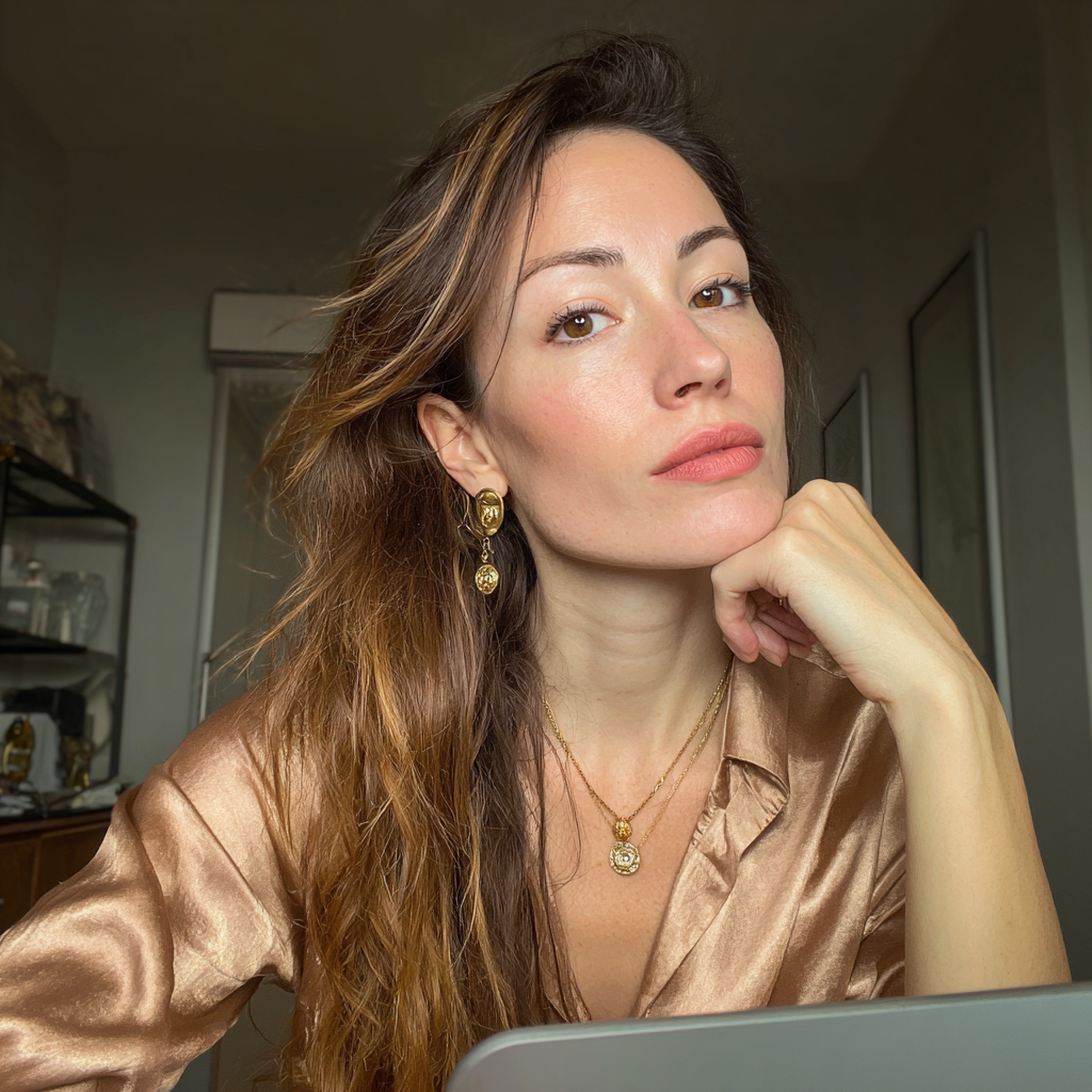 A woman sitting with her laptop | Source: No source