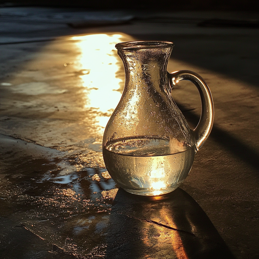 A jug of water on a garage floor | Source: no source