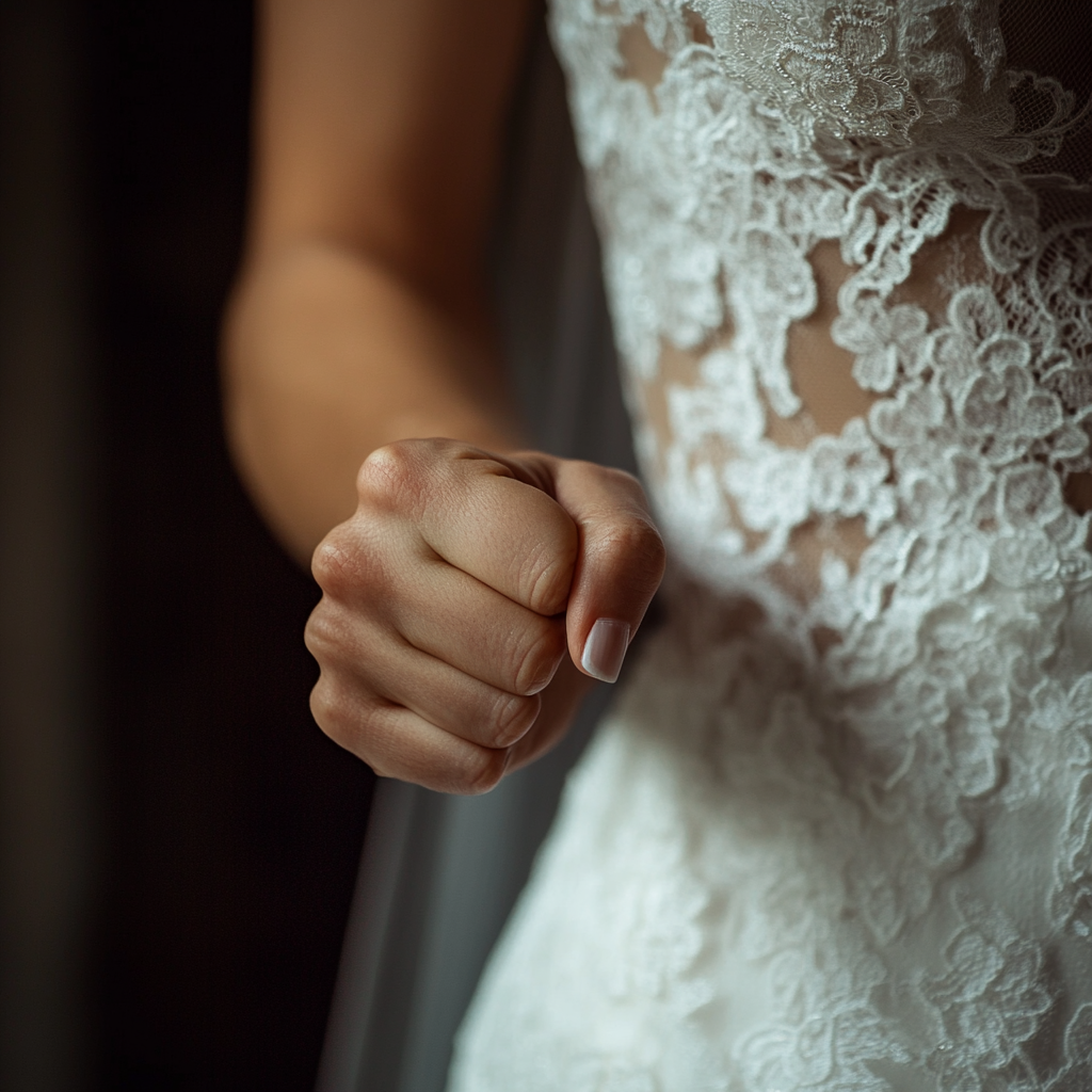 A bride's fist clenched at her side | Source: no source