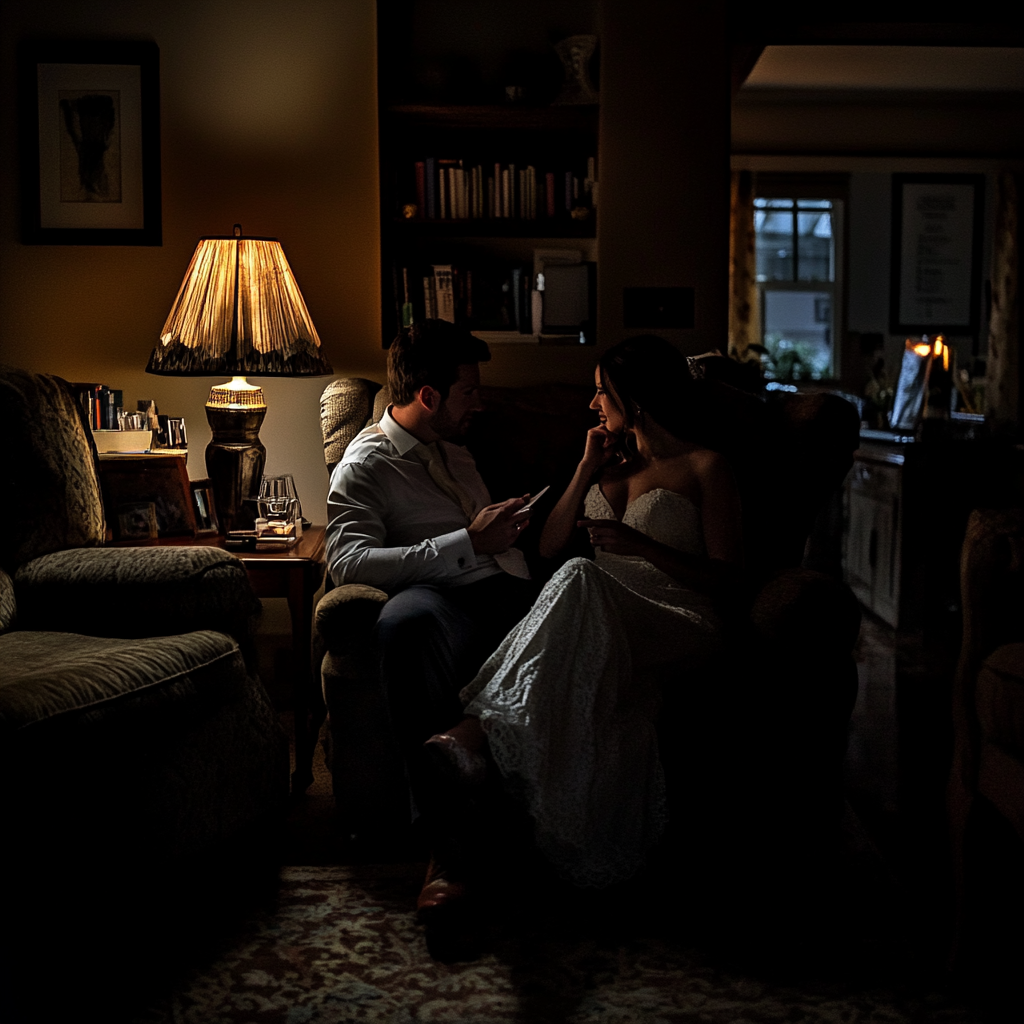 Newly weds having an intimate conversation in their living room | Source: No source