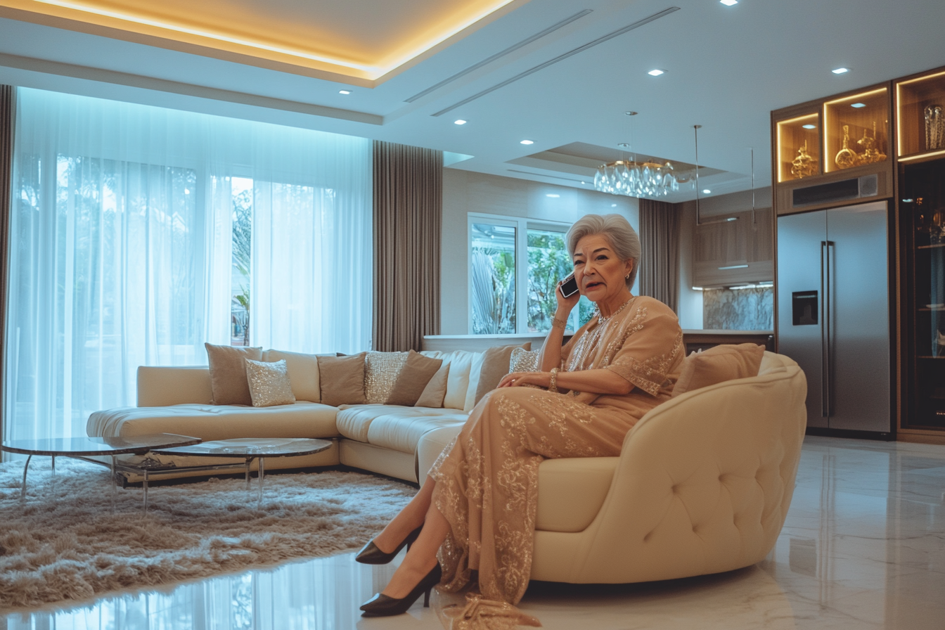 An older woman looking angry while on the phone | Source: No source