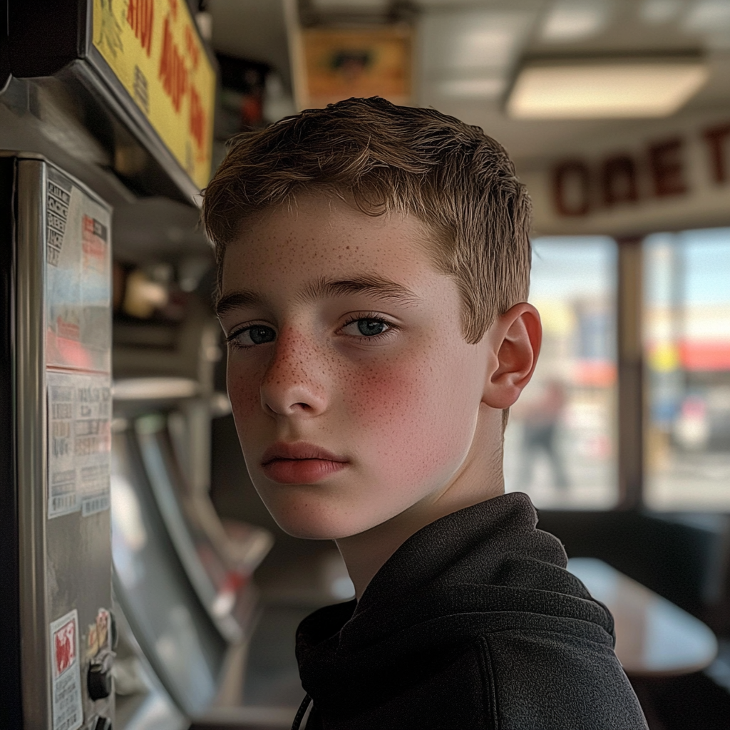 A young boy in a diner | Source: No source