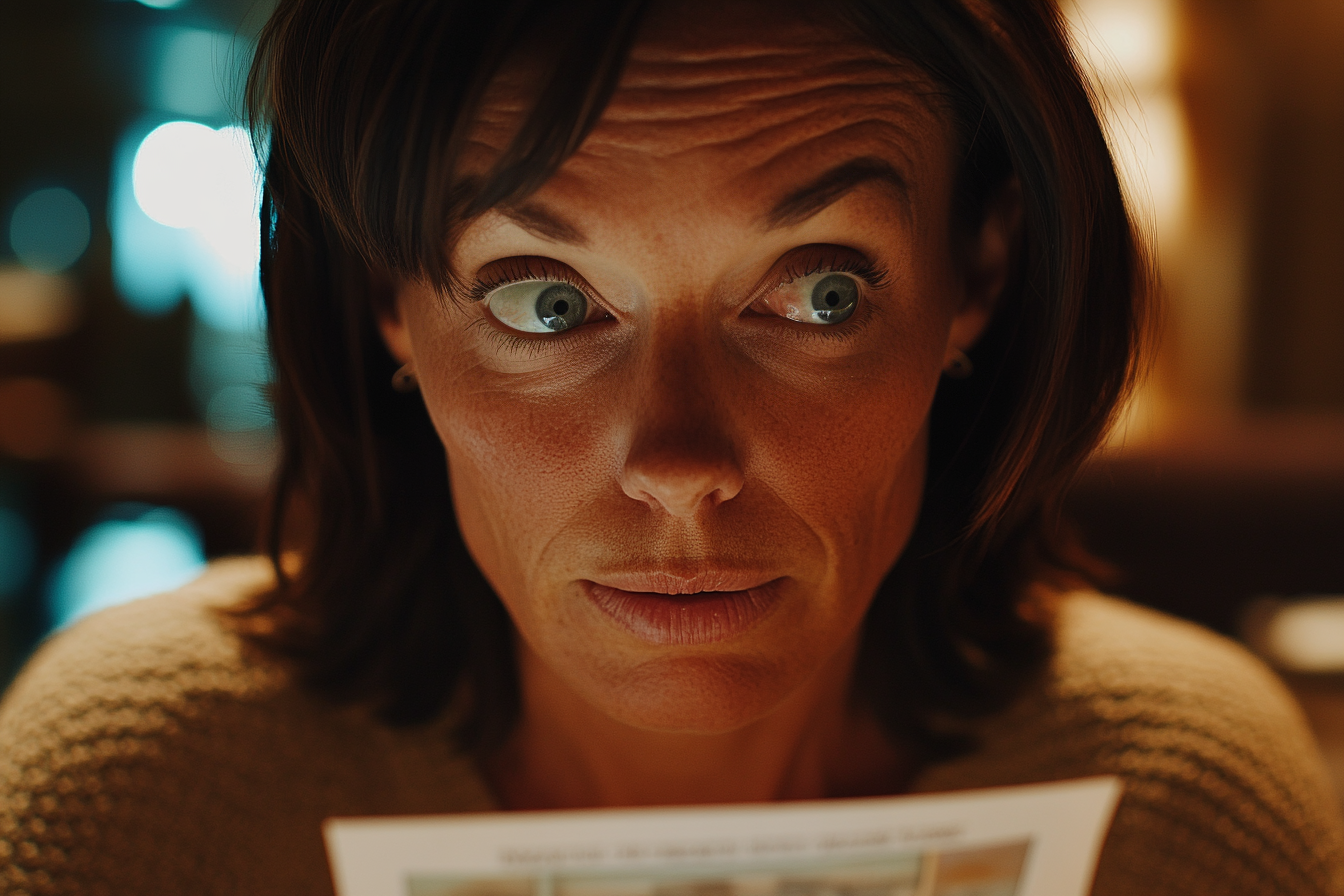 A woman feeling shocked after looking at the bill | Source: No source