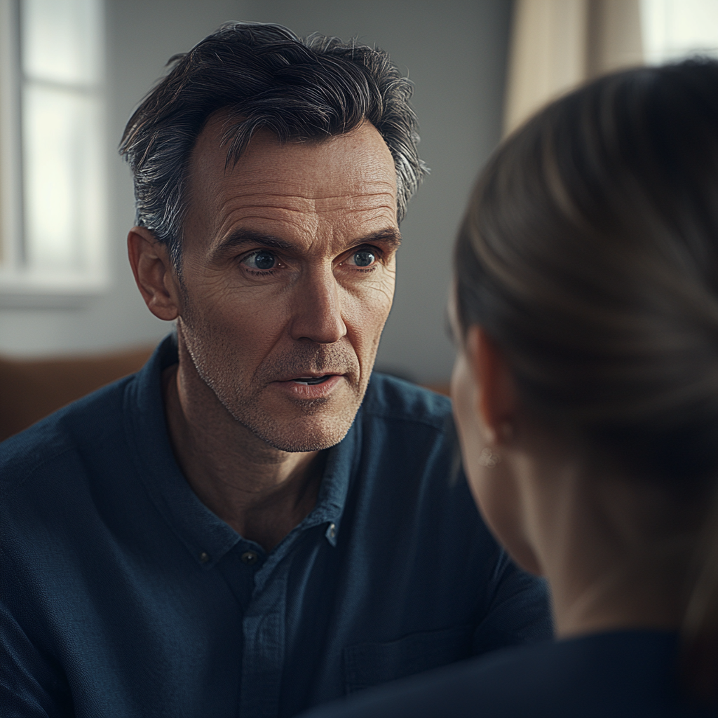 A man talking to his wife | Source: no source