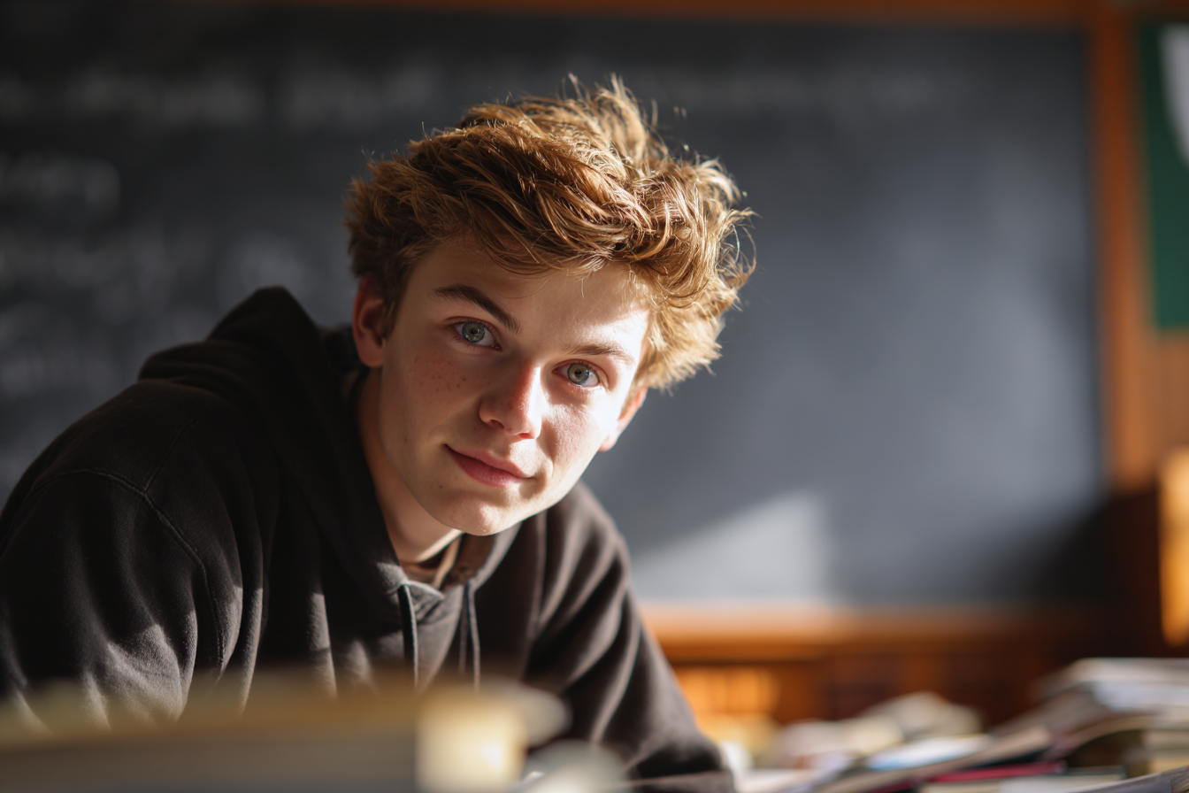 A boy in a classroom | Source: no source