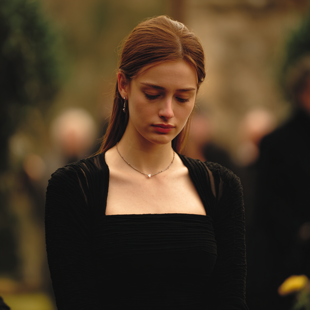 An emotional woman wearing a black dress | Source: no source