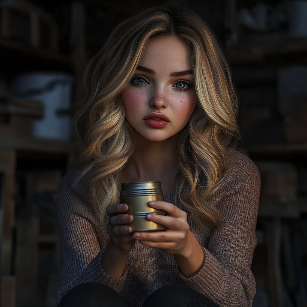 A woman holding a small canister | Source: no source