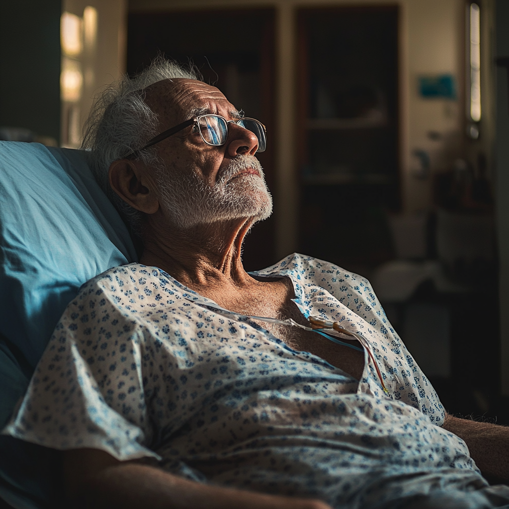 A senior man in a hospital bed | Source: No source