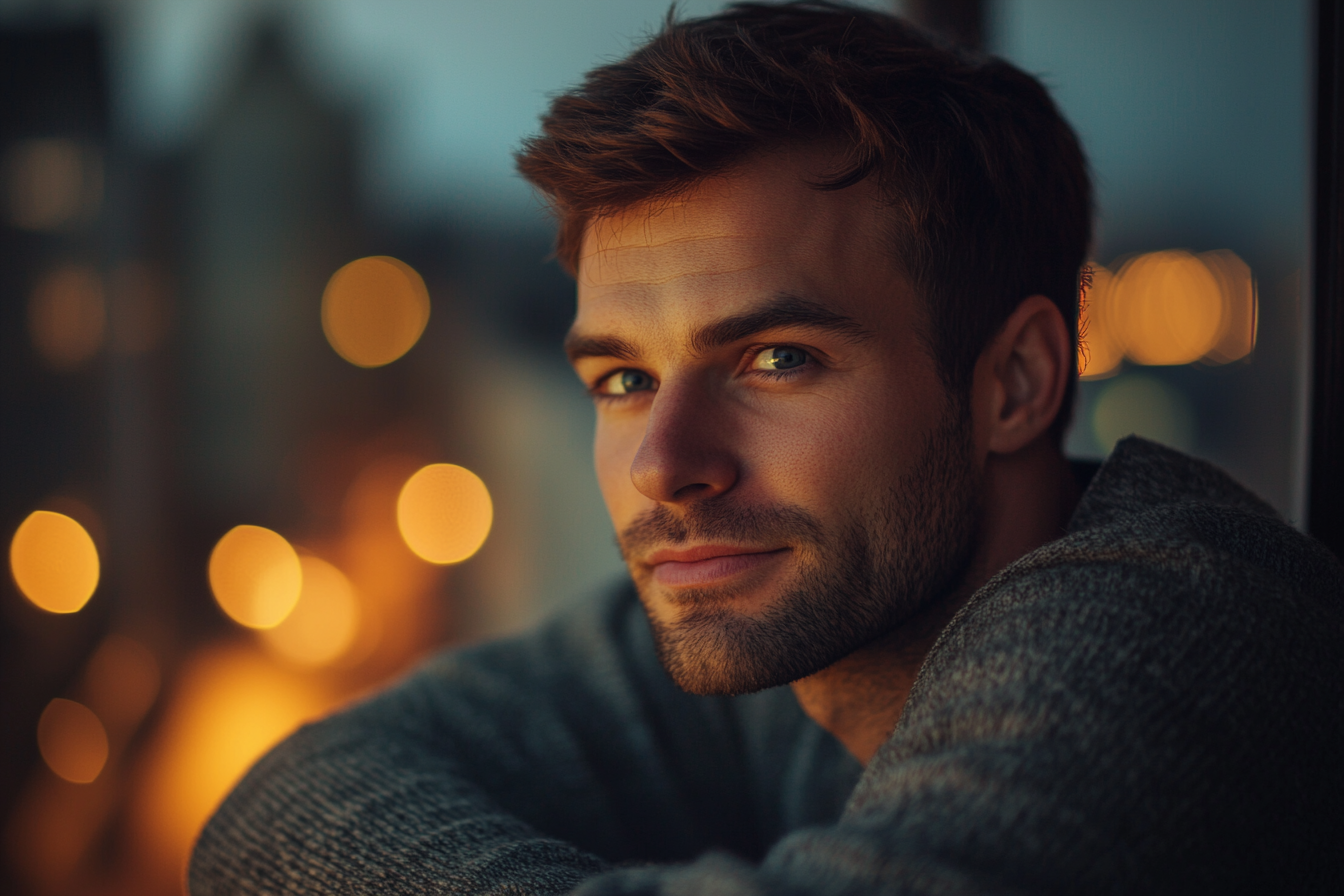 A man on a balcony smiling at someone | Source: No source