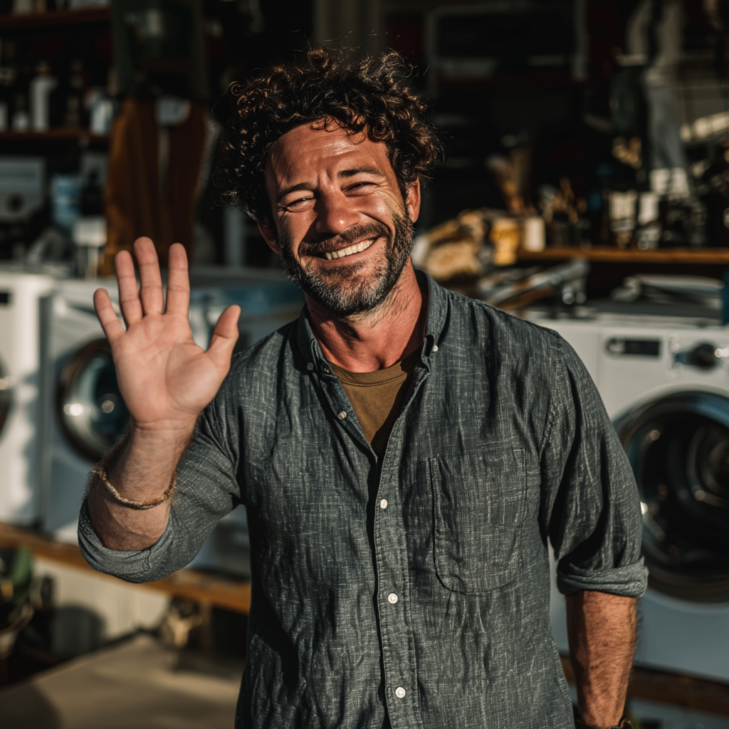 A man waving while smiling | Source: No source