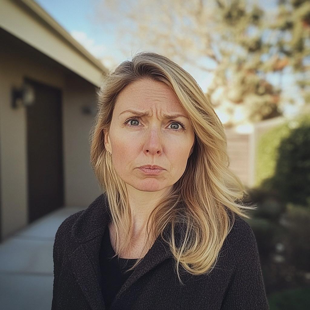 A woman standing in a front yard | Source: No source