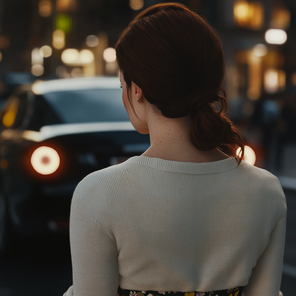 A woman looking at a car | Source: no source