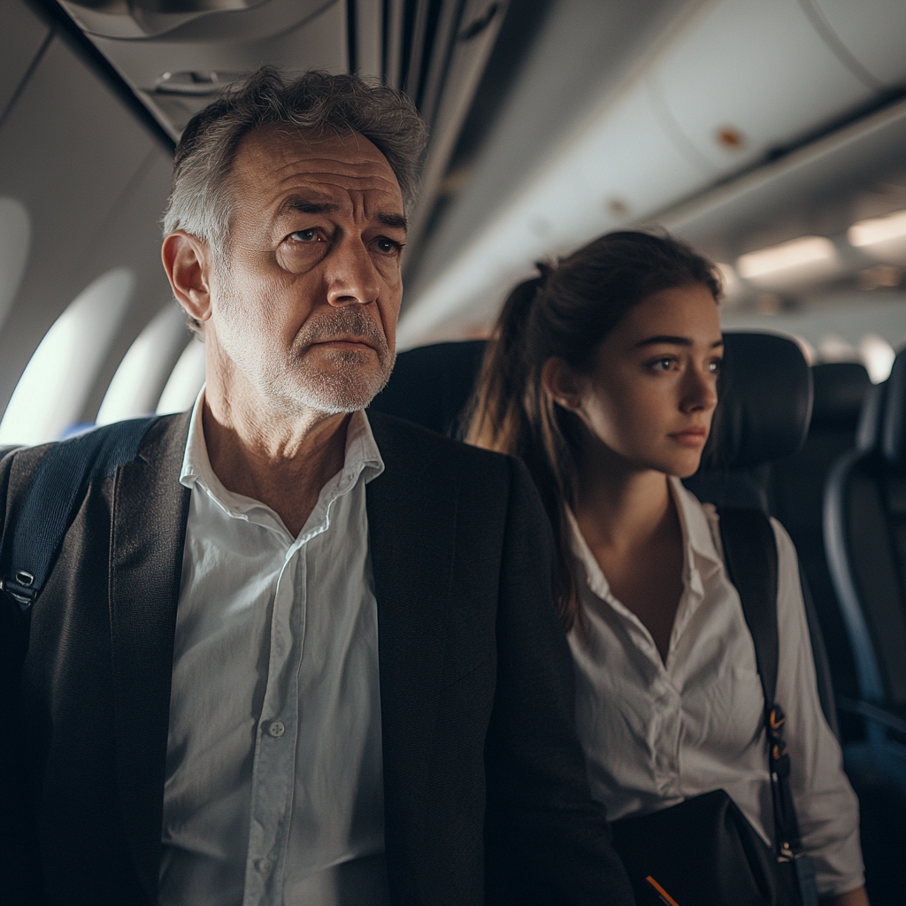 A grumpy couple on a plane | Source: no source