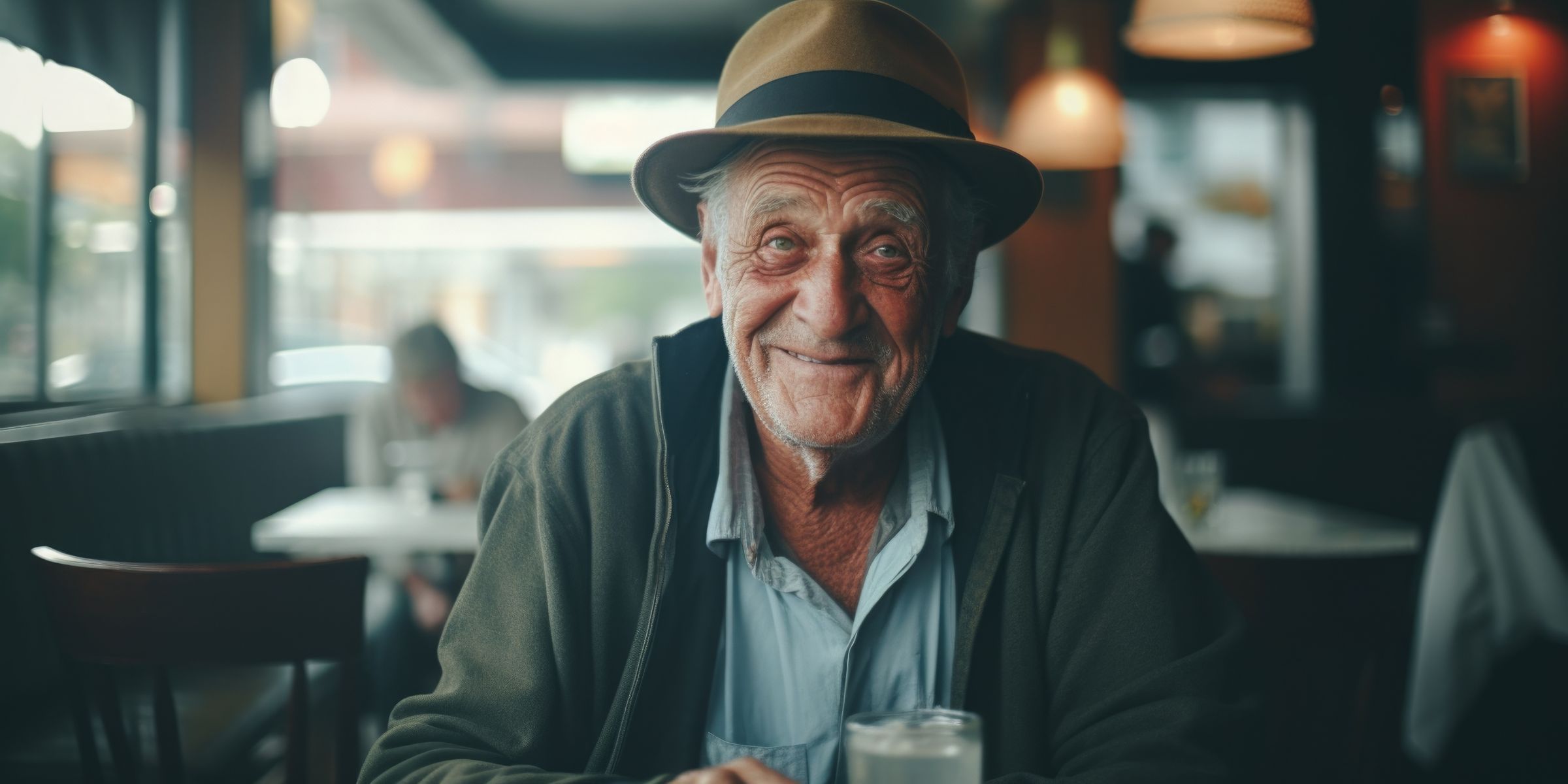 A smiling old man sitting in a diner | Source: Freepik