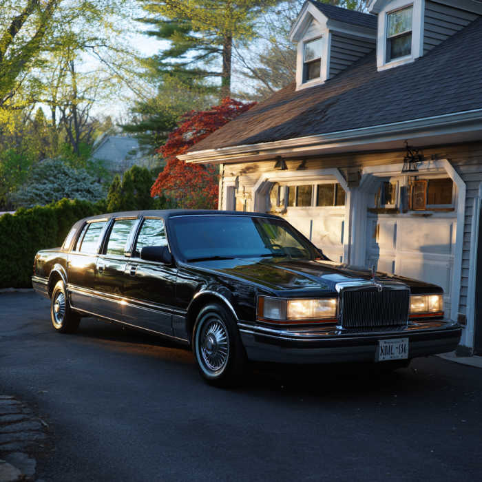 A black limousine outside a house | Source: no source