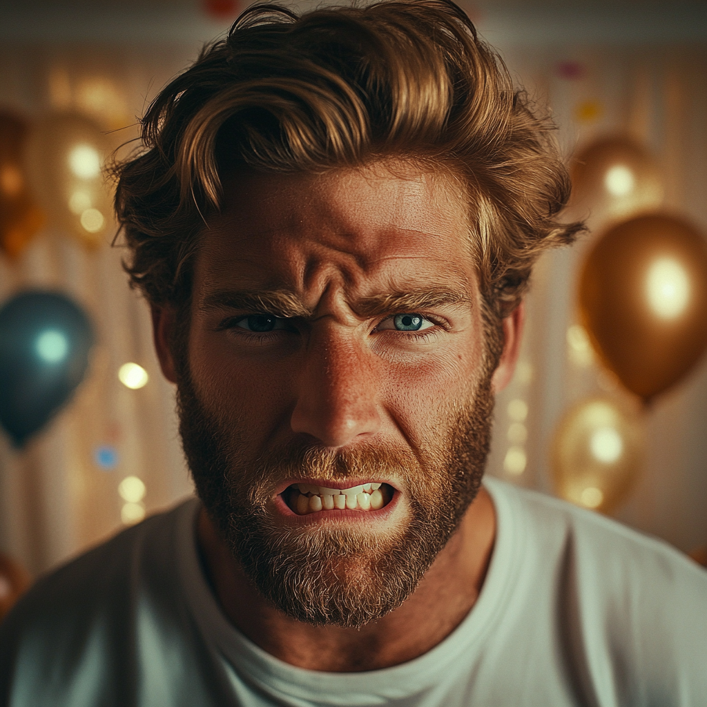 An angry man at a party | Source: No source