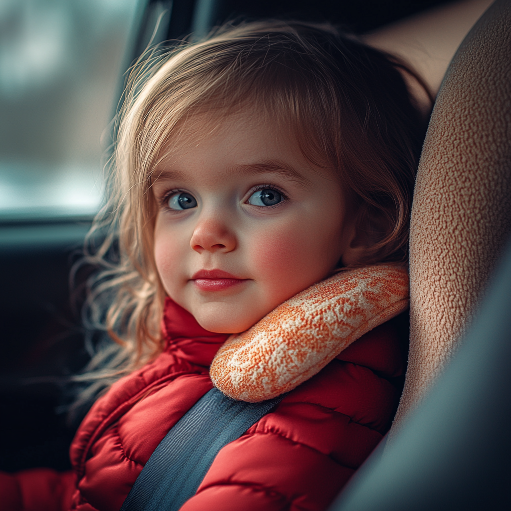 A smiling girl in a car | Source: No source