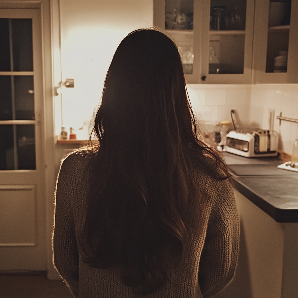 A woman standing in a kitchen | Source: no source