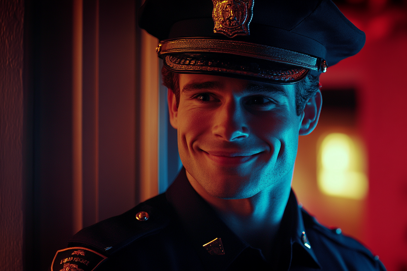 A police officer smiling | Source: no source