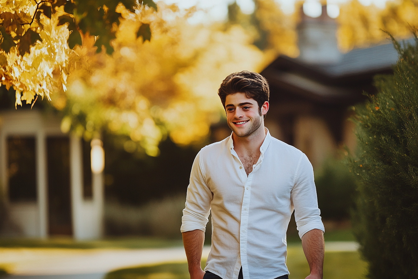 A man walking up a driveway, smiling | Source: no source