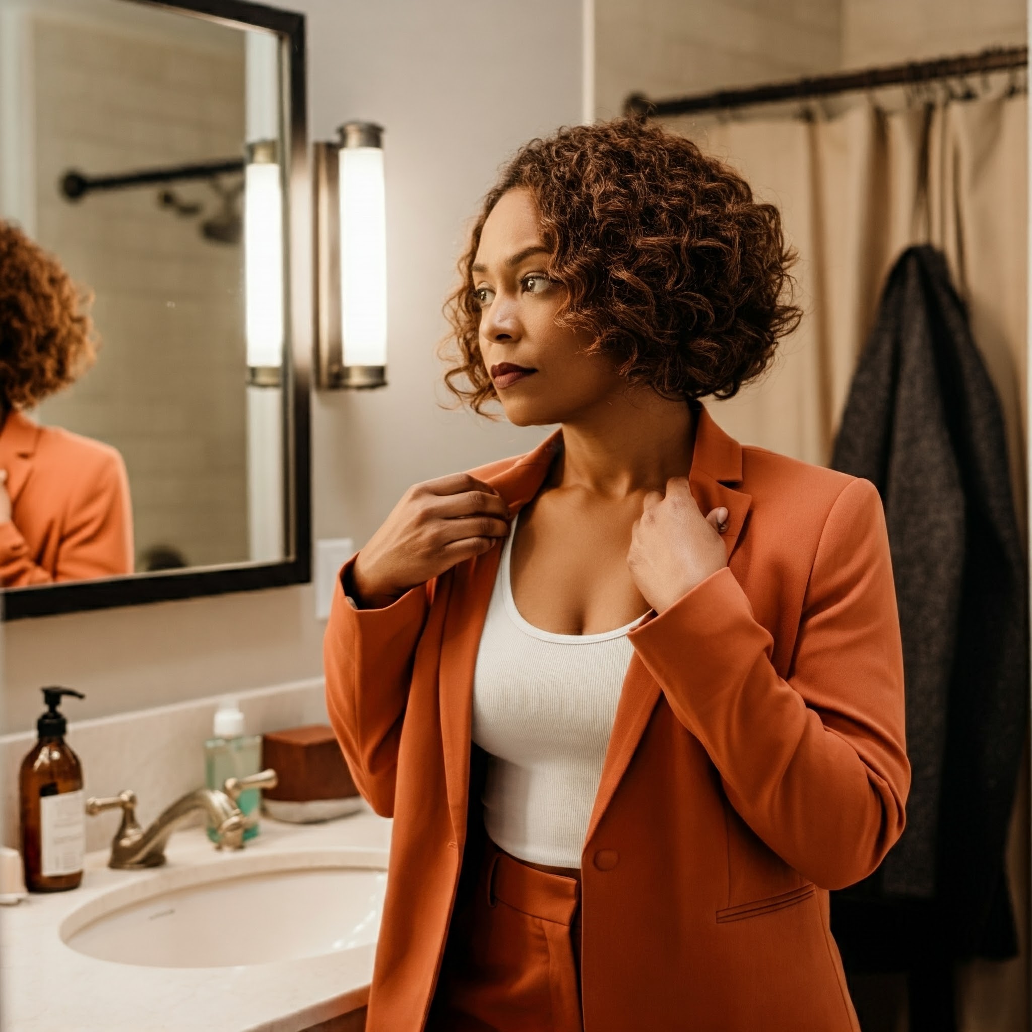 A determined woman in the bathroom | Source: no source