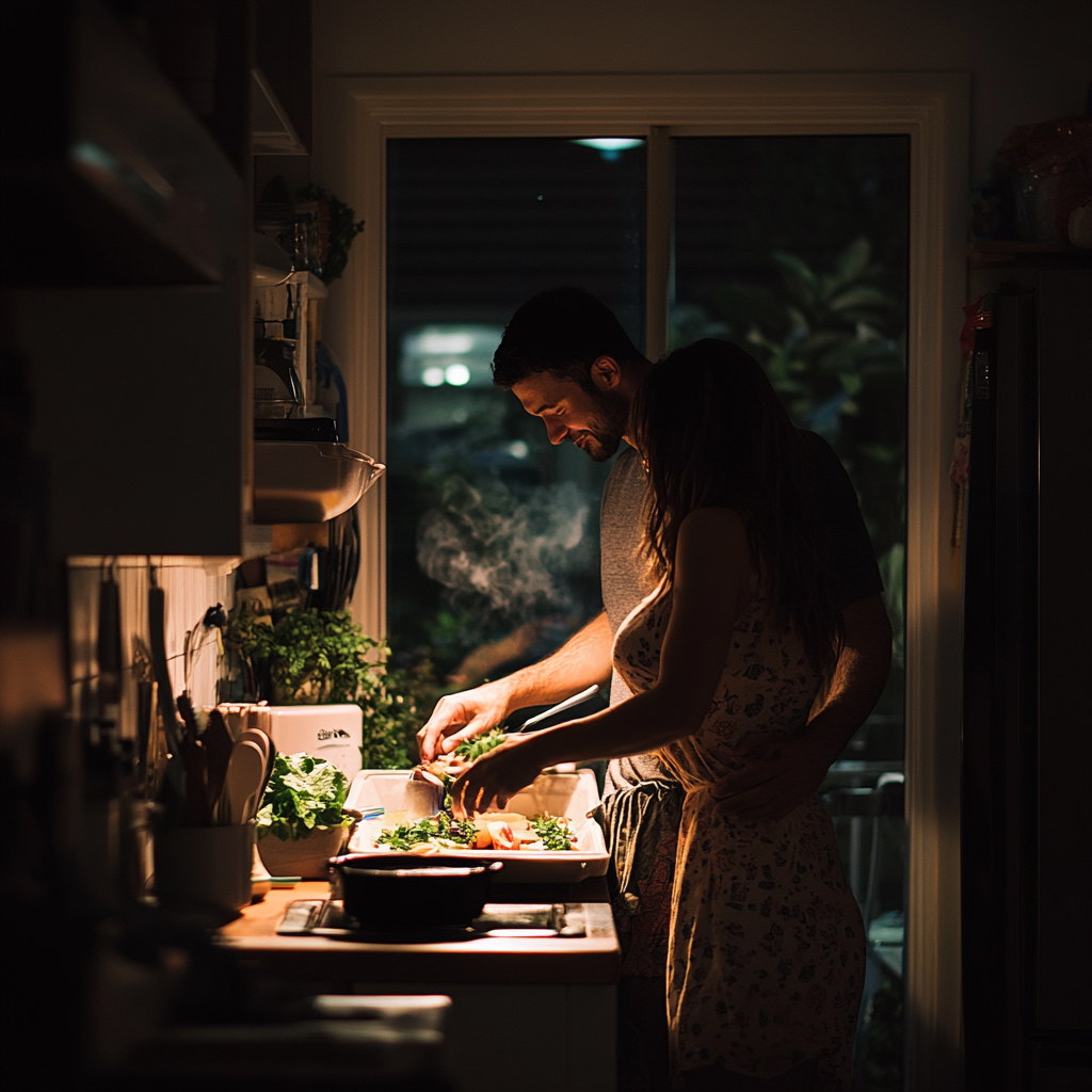 Couple in the kitchen preparing dinner | Source: No source