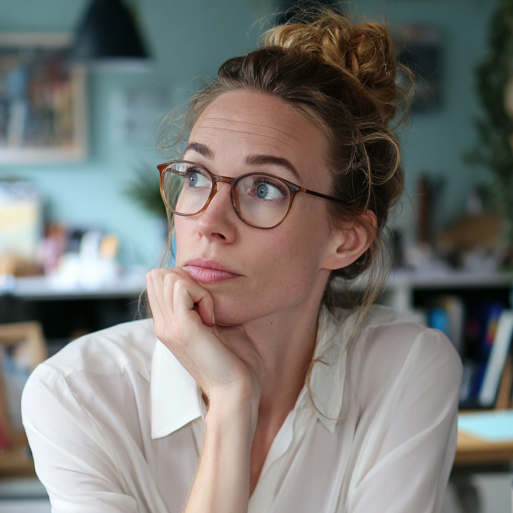 A pensive woman sitting at her desk | Source: no source
