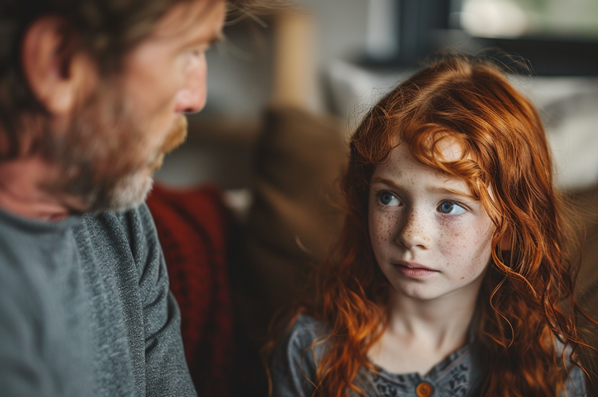 A girl having a serious conversation with her dad | Source: no source