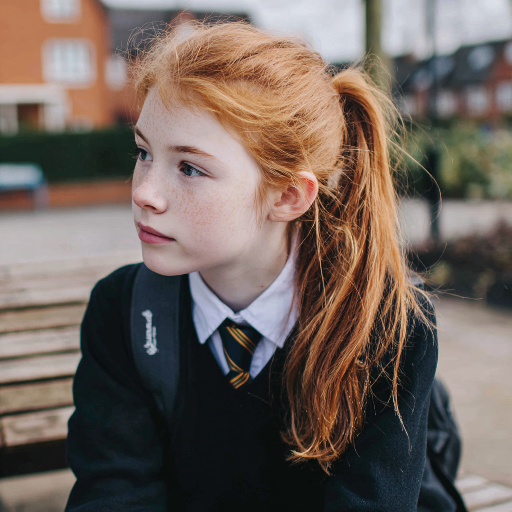 A young girl wearing her school uniform and carrying a backpack | Source: no source
