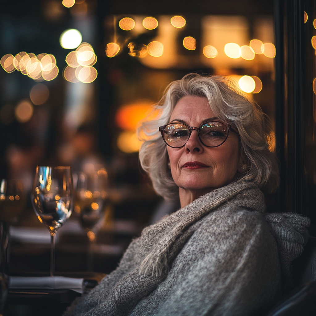 A woman smirking in a restaurant | Source: No source