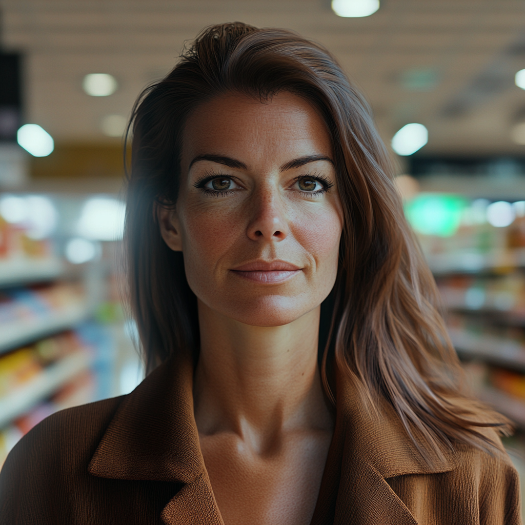 A woman smiling in a supermarket | Source: no source