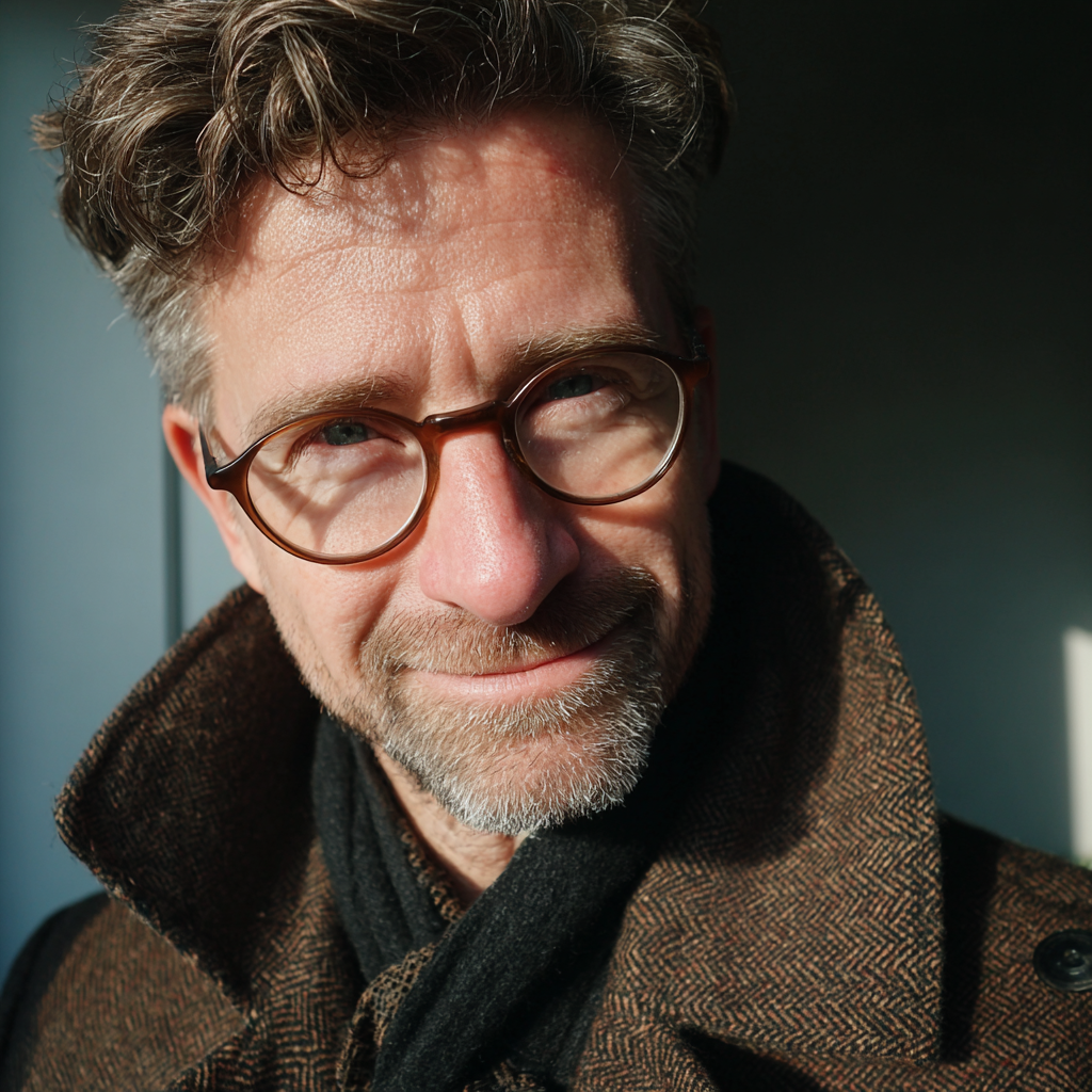 A smiling man wearing brown glasses | Source: No source