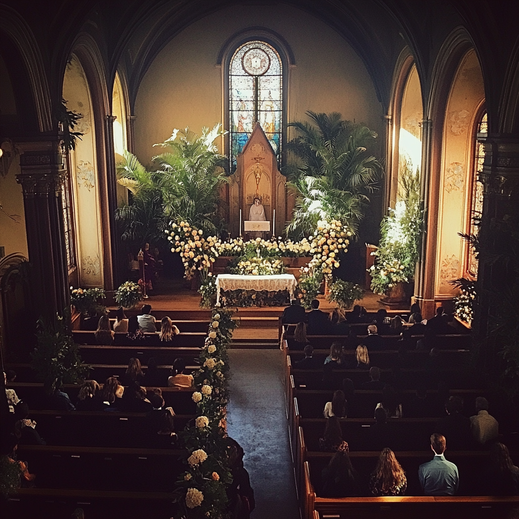 A funeral scene at a church | Source: no source